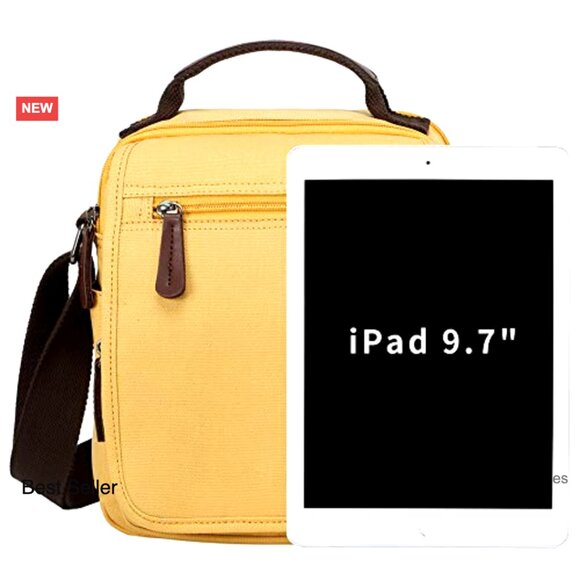 Small Canvas Crossbody Shoulder Bag Messenger Bag Work Bag - Picture 3 of 7